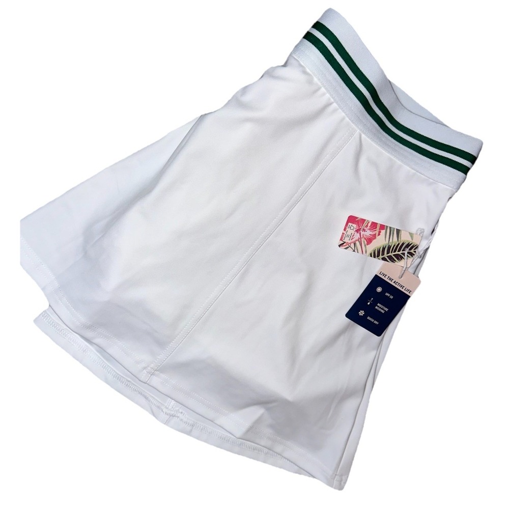 New Tommy Bahama Golf Skort Skirt White‎ Green Pleated Active Tennis Pickleball